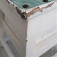 Wooden waxer's stool with drawer