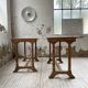 Set of two bistro tables in walnut and tiling from 1890.