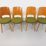 Set of 4 vintage Baumann Mondor chairs in terry cloth wood