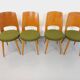 Suite de 4 chaises Mondor vintage de marque Baumann en bois tissu bouclette