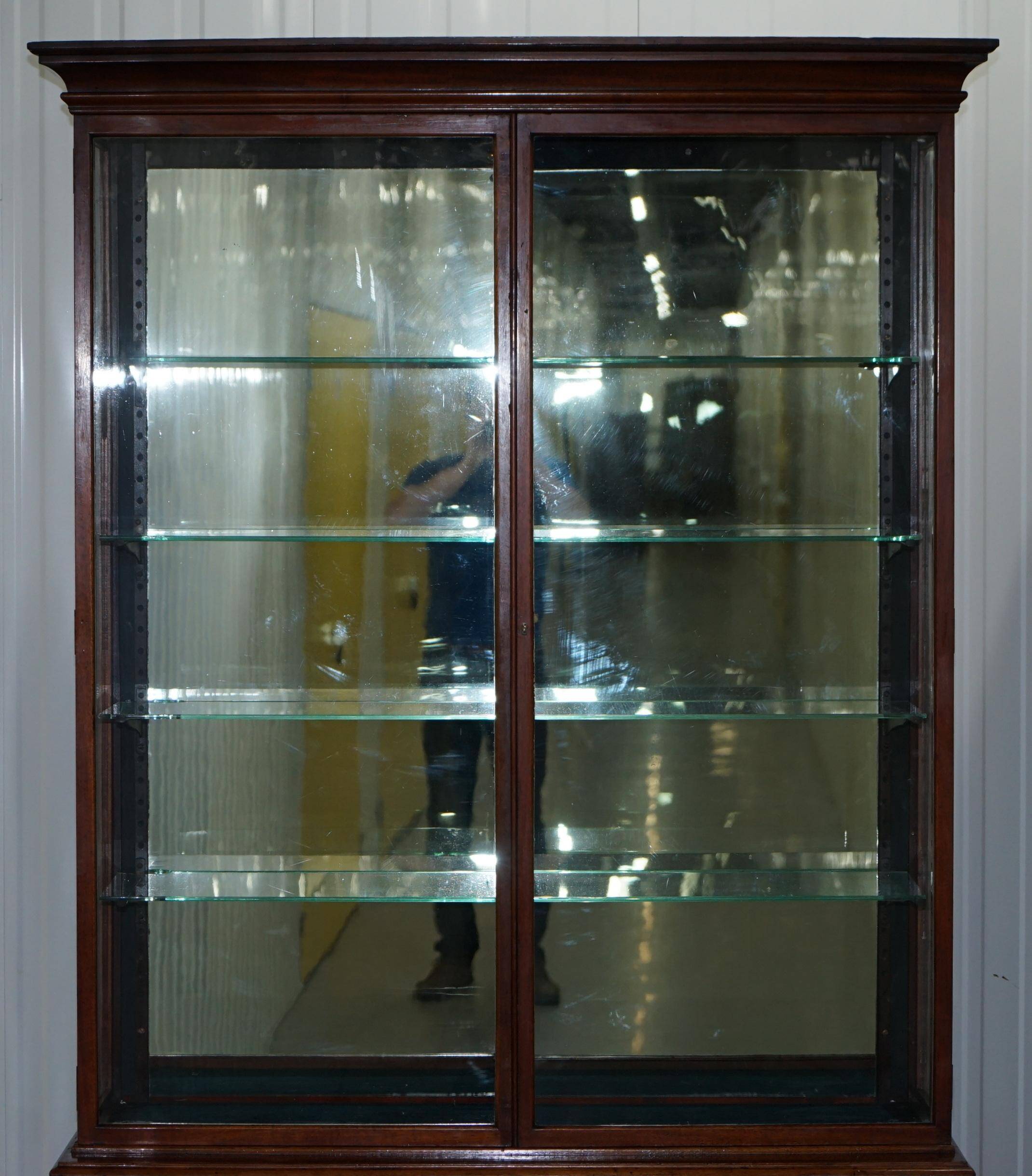 Rare glass-fronted Victorian apothecary cabinet.