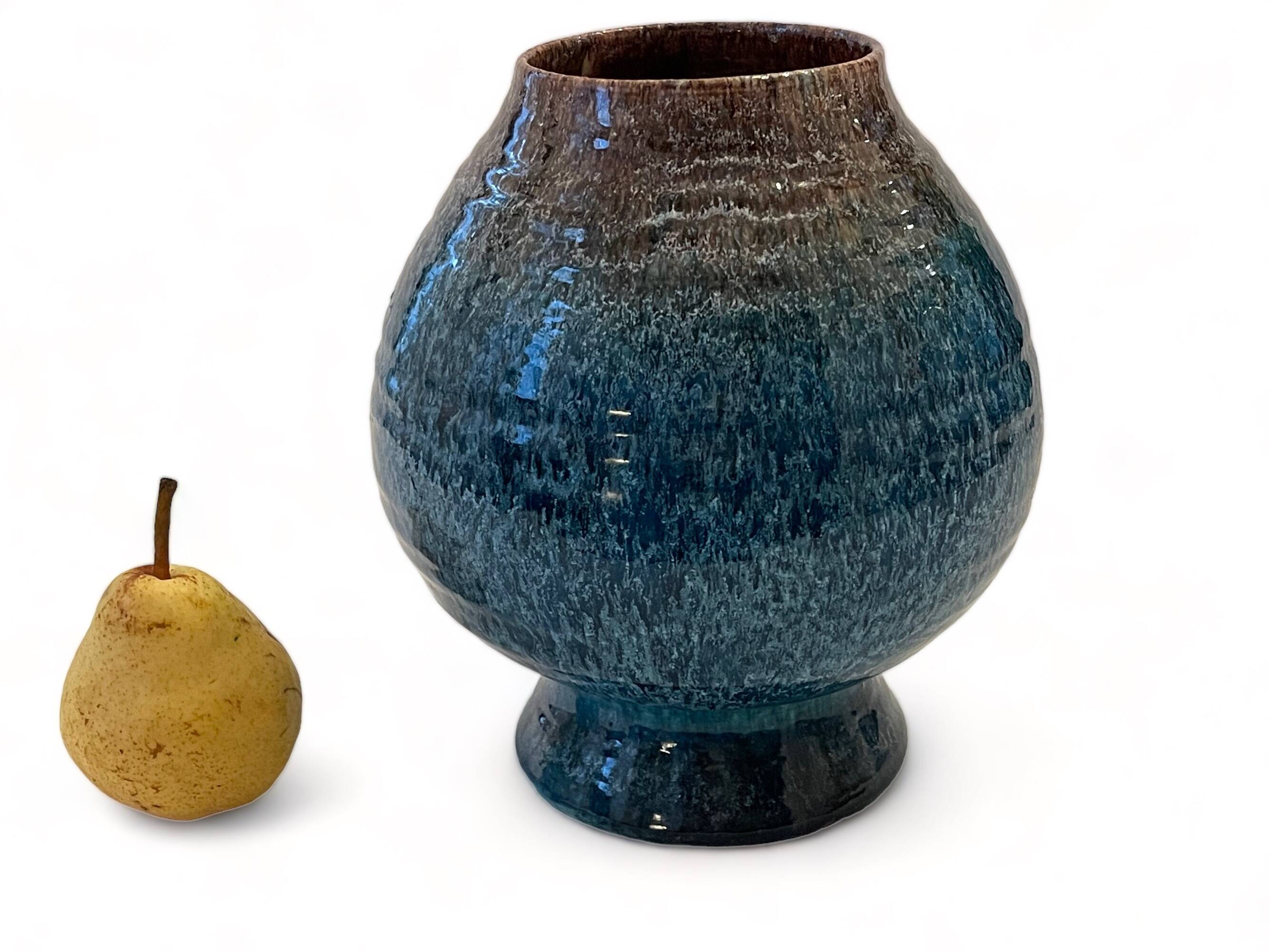 Accolay, Turquoise Ceramic Spinning Top Vase, 1960.