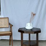 Pedestal table or small octagonal side table quadripod base with modernist spacer