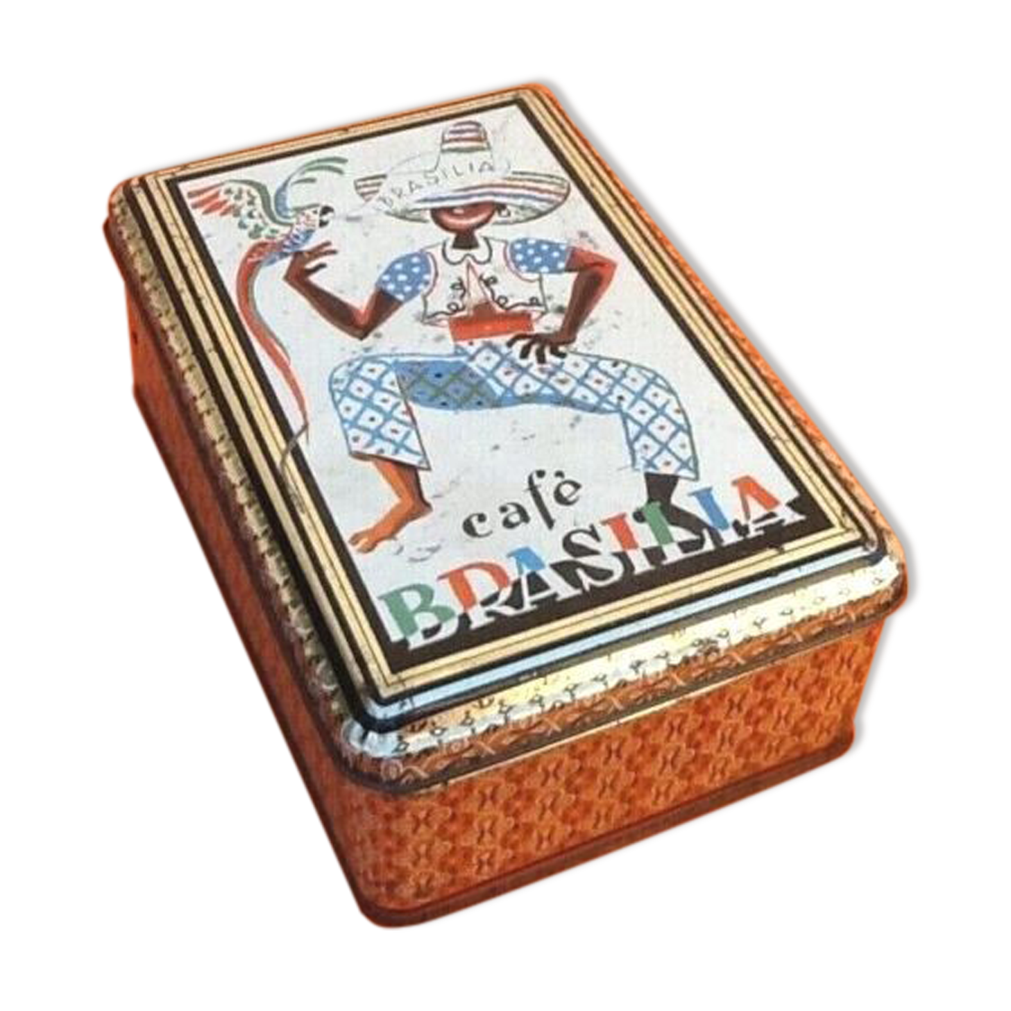 Old metal box Lithographed Café Brasilia (200x130x75)