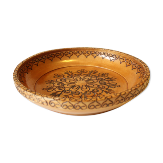 Wooden bowl, trinket bowl pyrography, Vintage from the 1960s