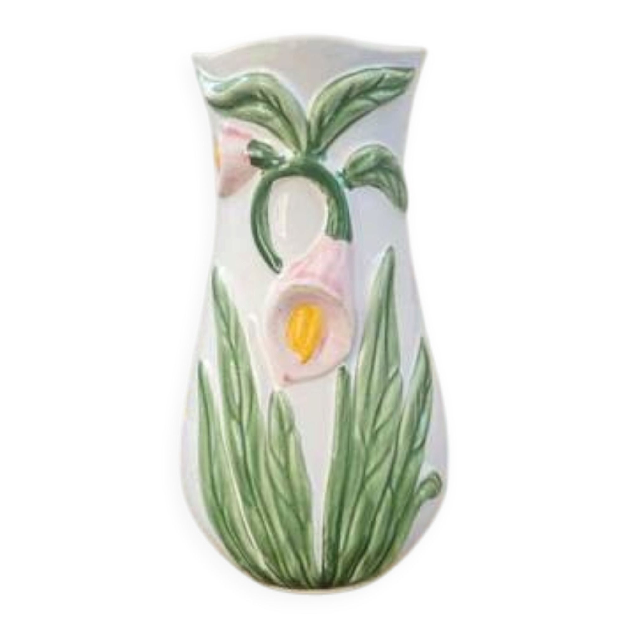 Vase in slipware with Arum flowers