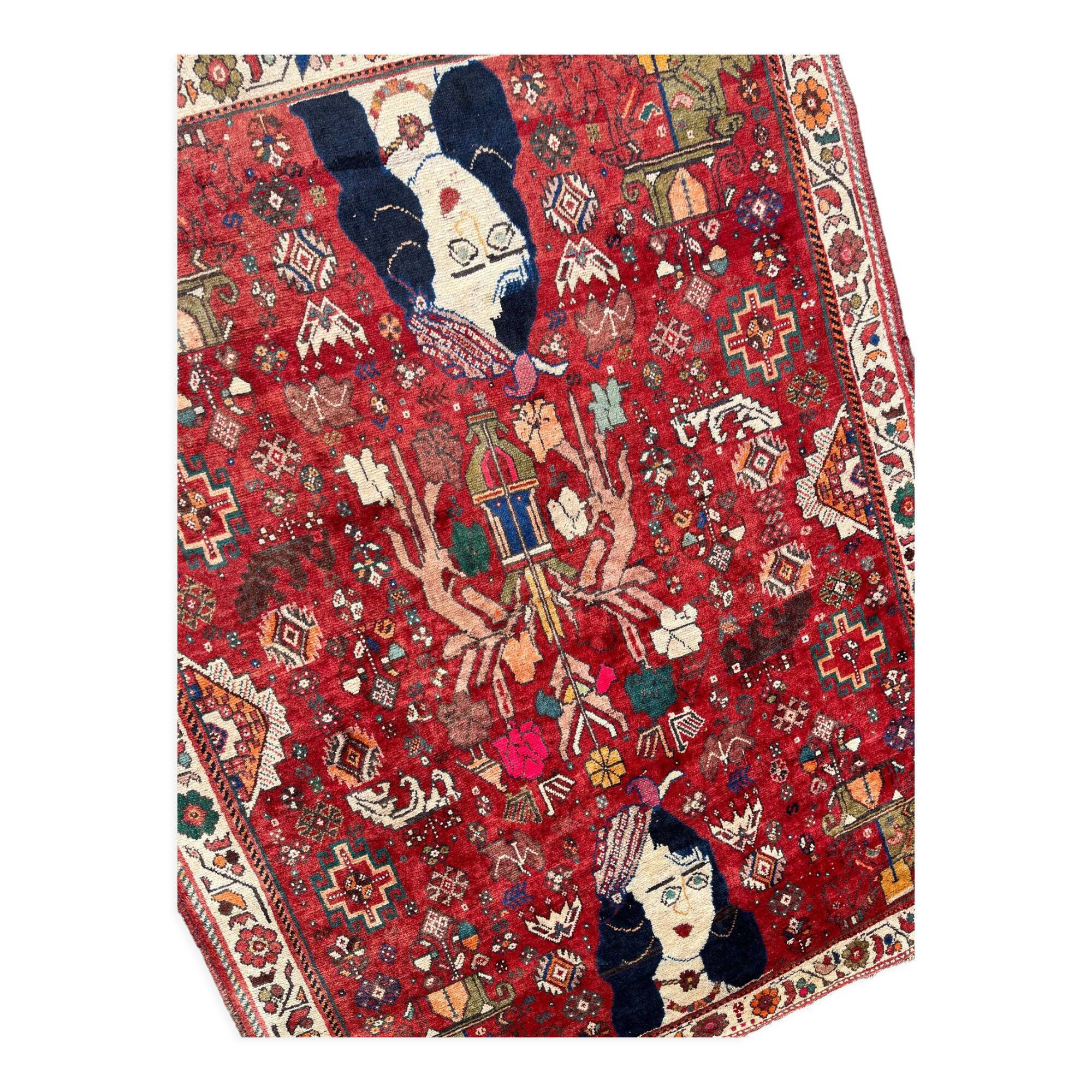 Gashgai nomadic / figurative carpet circa 1920