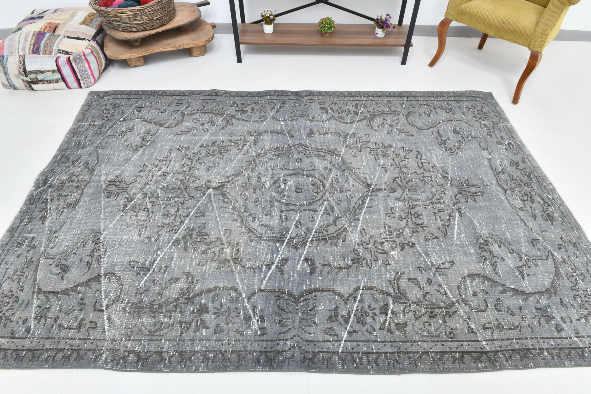 6x8 dark gray classic vintage rug,176x256cm
