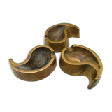 3 vintage brass ashtrays shape drops of water