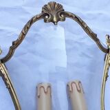 Pair of bronze and glass wall lights