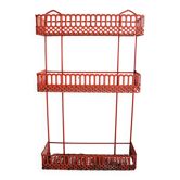 Étagère vintage en métal ajouré rouge