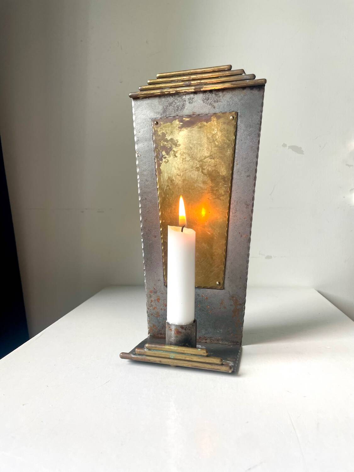 Art Deco metal & Brass Wall Candle Sconce