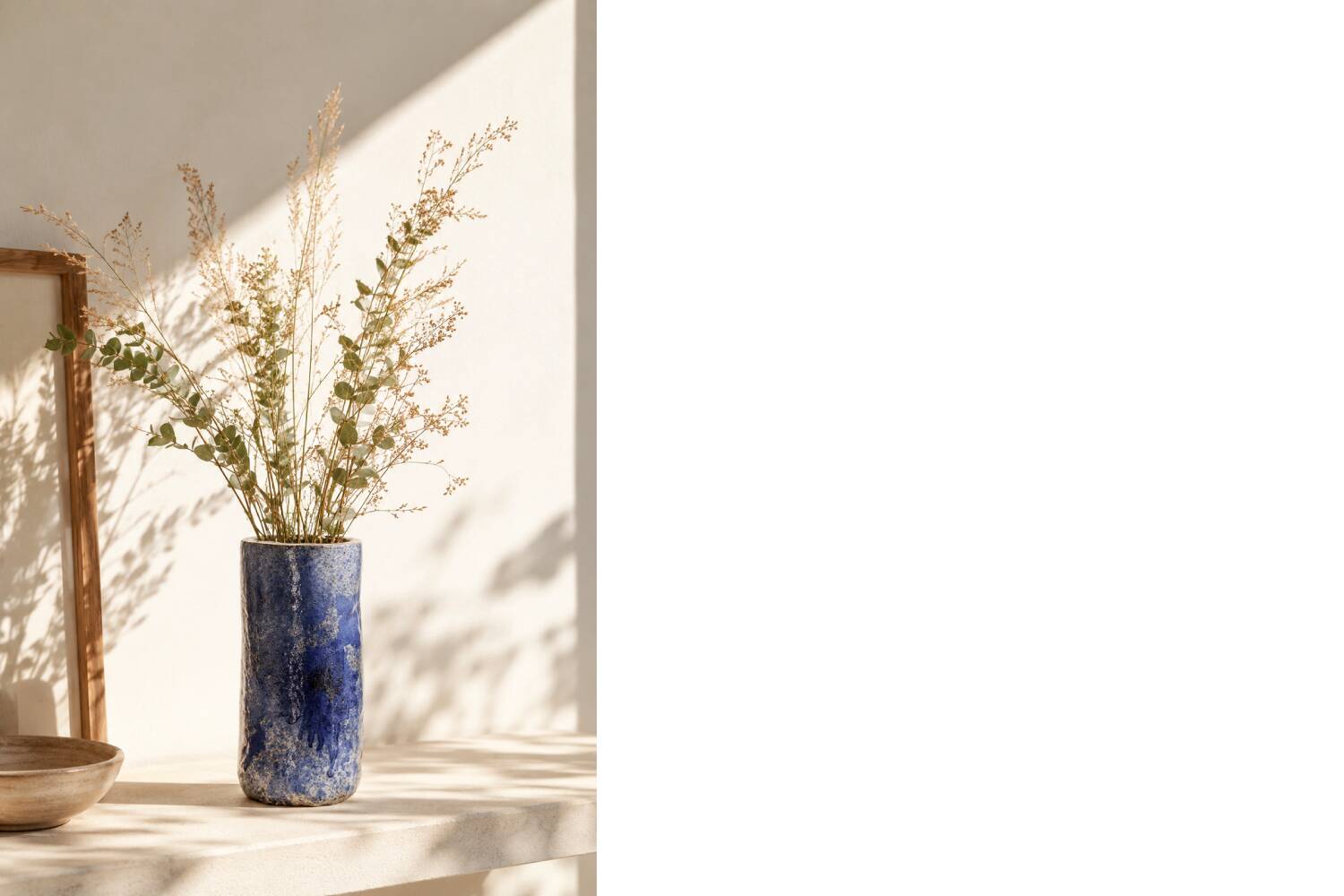 Vintage Natural Scandinavian Modern Blue Clay Ceramic Vase, 1960s