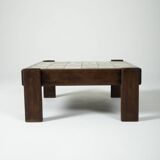 Ceramic and solid wood coffee table, 1960s