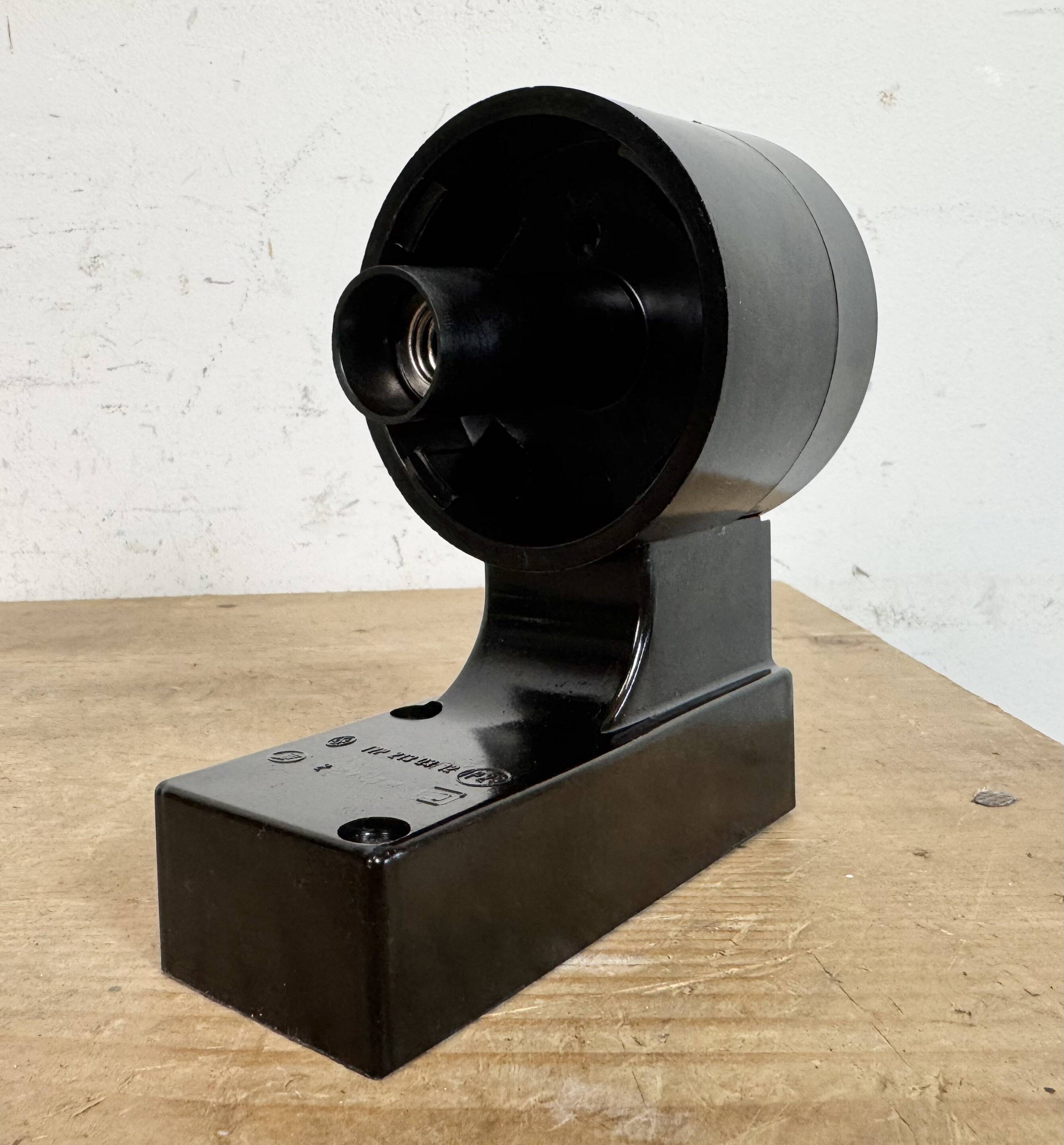 Industrial Brown Bakelite Wall Light with Milk Glass, 1960s