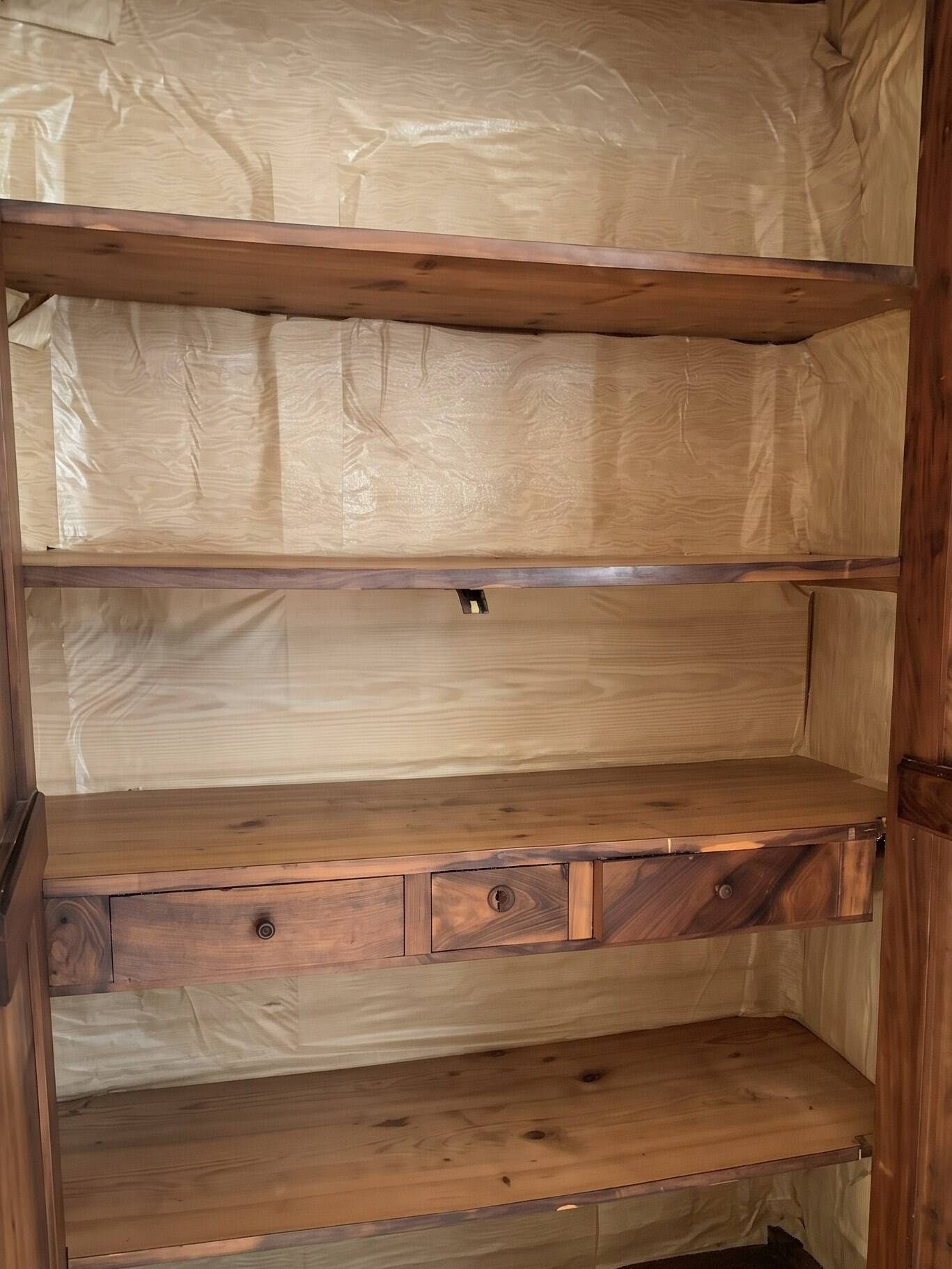 Antique solid walnut wardrobe with two doors.