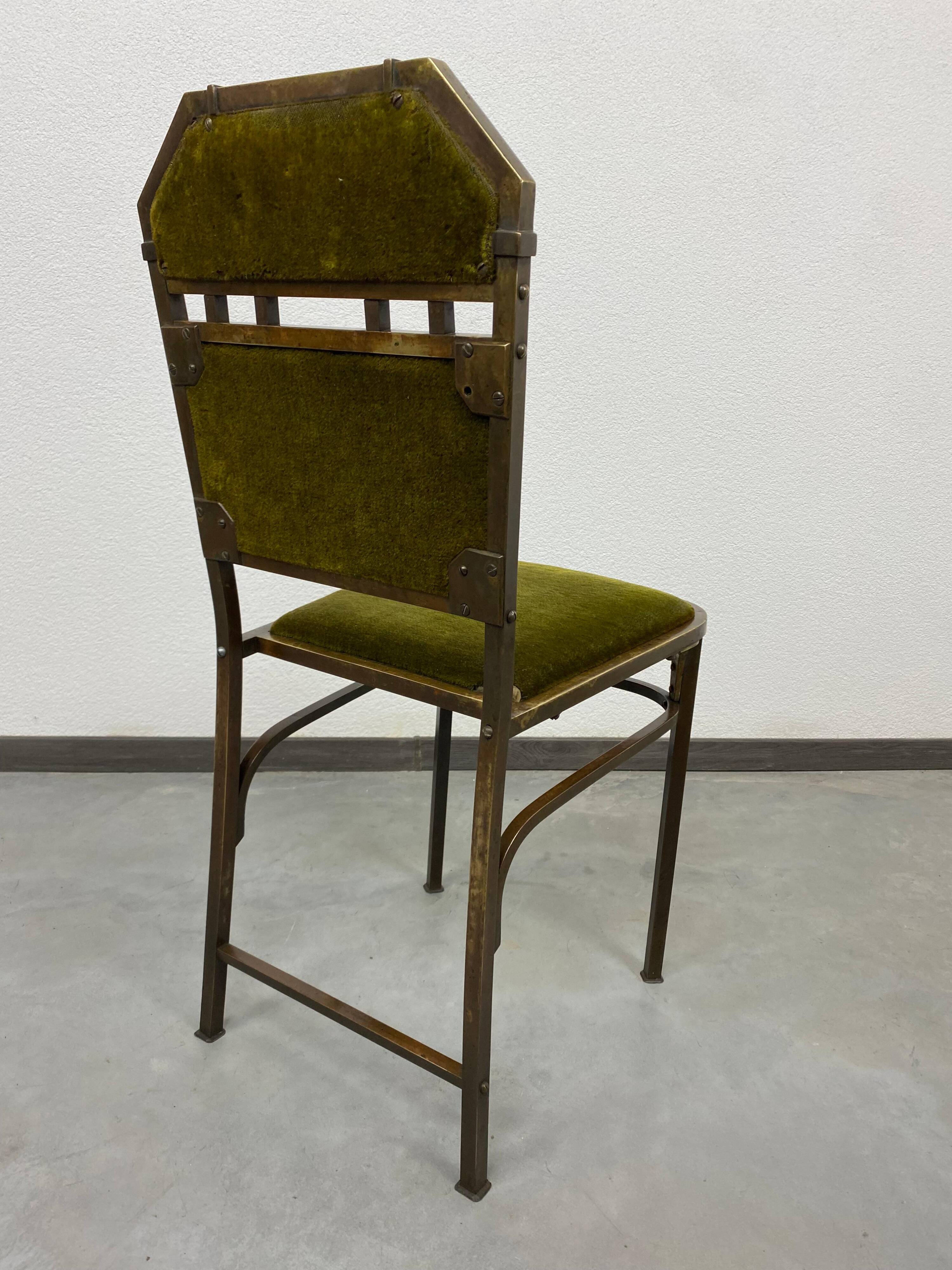 Art Nouveau chair in brass