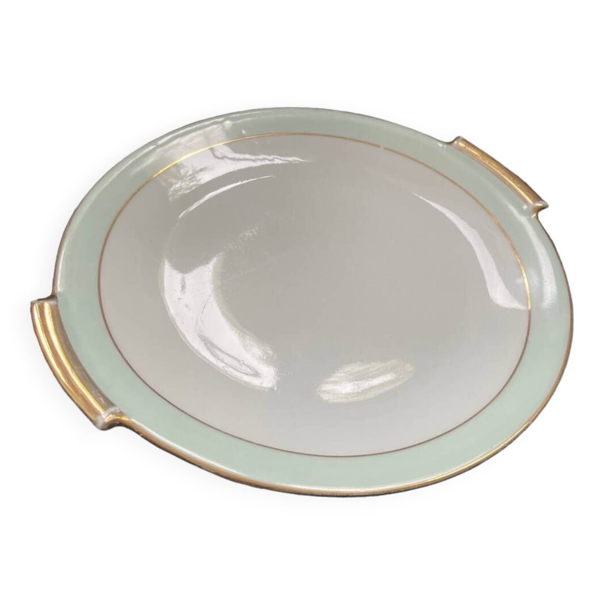 Round dish in pn france art deco ceciladon porcelain