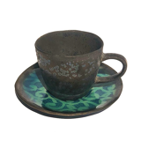 Cup and saucer bronze ceramic