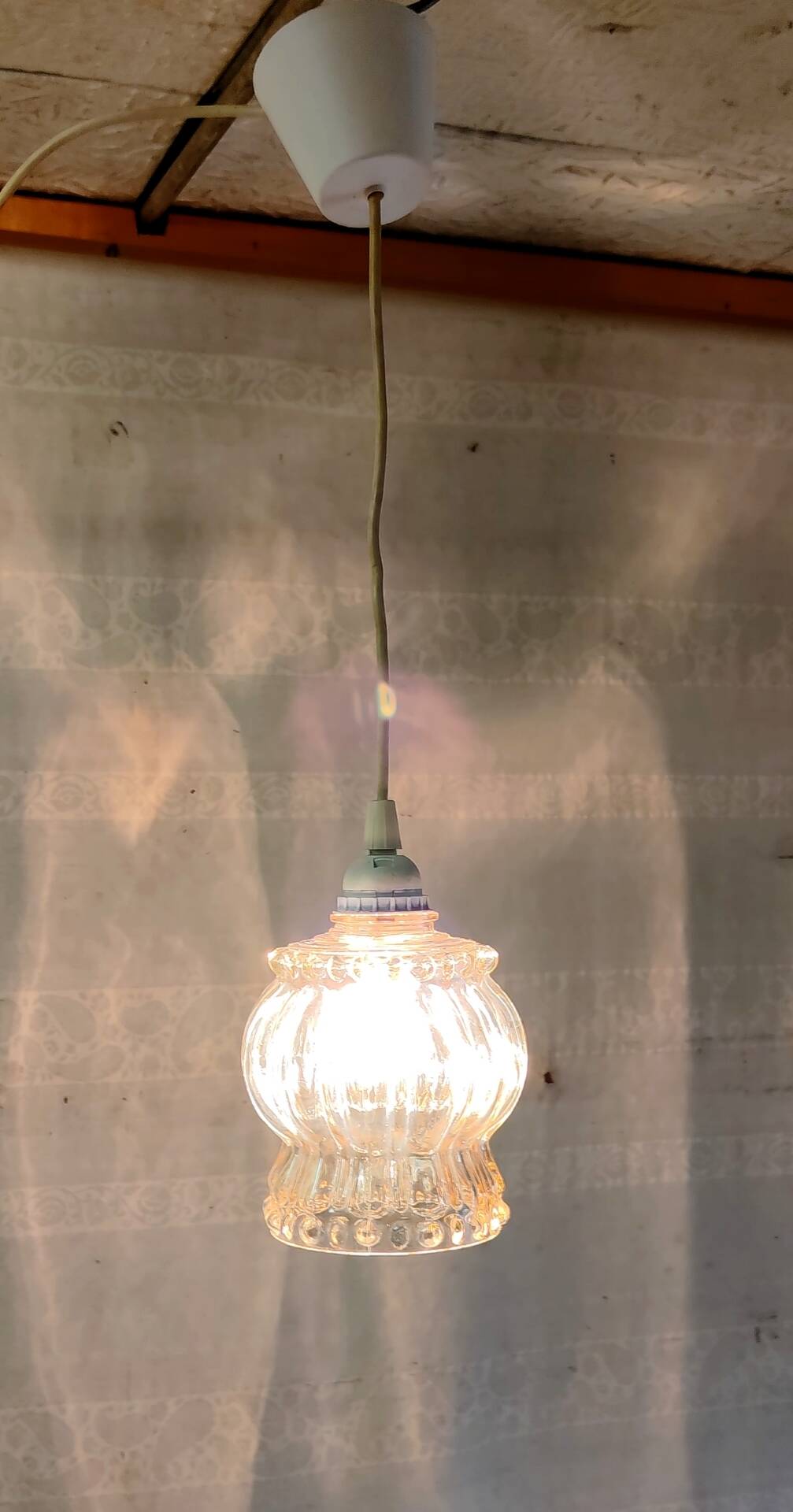 Moulded glass suspension globe - mid 20th century