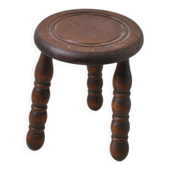 Tripod stool with turned leg 1970