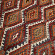 Geometric Style 5x9 Vintage Kilim Rug, 155x268Cm