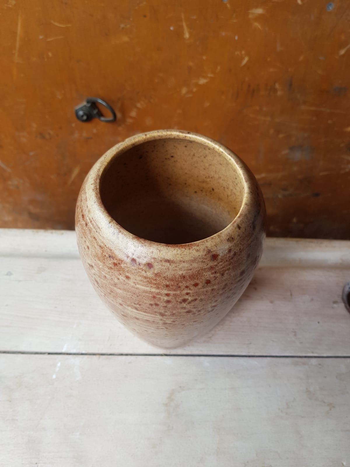 Former ceramic vase marron beige vintage 70s