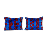 Handmade blue ikat velvet pillows