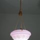 Chandelier en verre vintage Art Déco rose italien des années 1950 avec décorations.