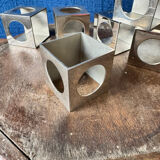 Set of 6 minimalist chrome steel candle holders from the 70s.