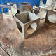 Set of 6 minimalist chrome steel candle holders from the 70s.