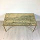 Table low vintage 70's Golden brass and black veined white marble