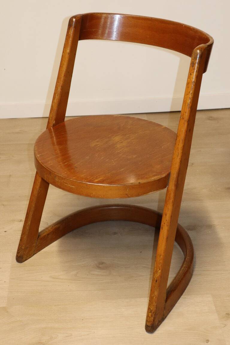 Chaise Vintage Baumann Modèle "Halfa" en bois, 1970