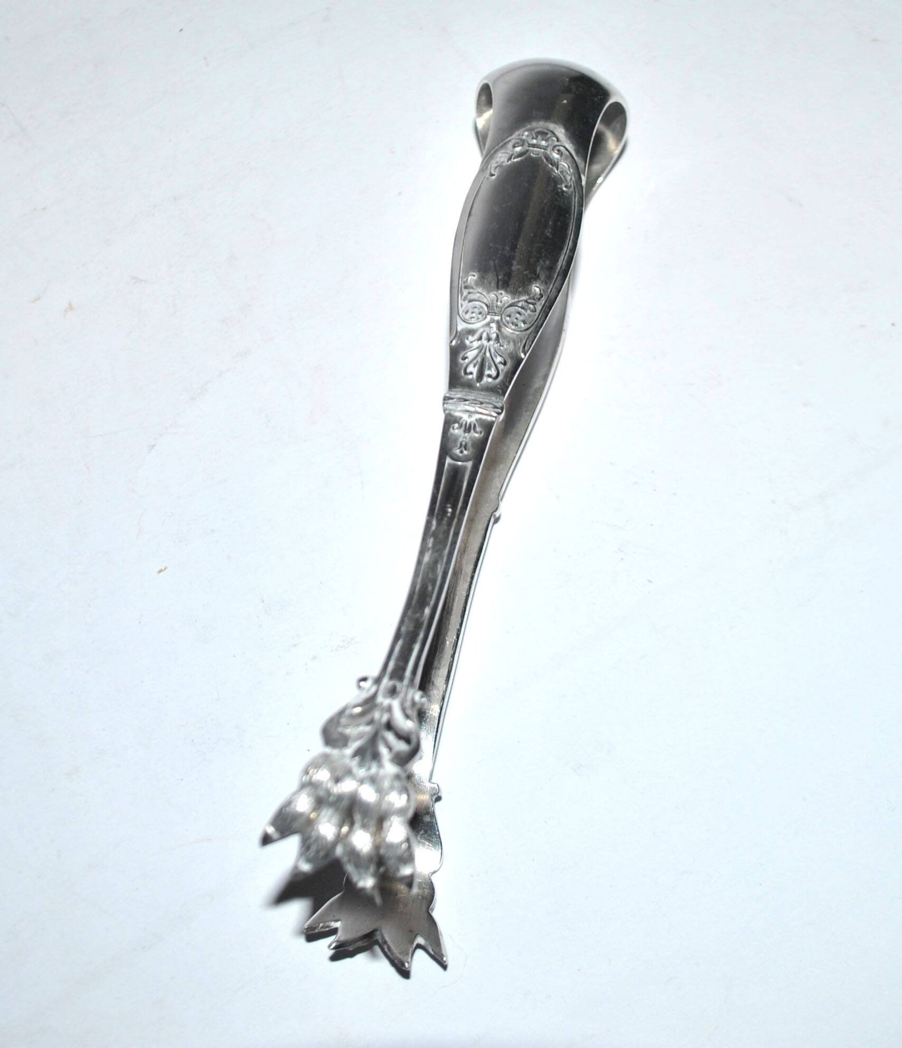 Empire Silver Metal Clawed Sugar Tongs Neoclassical Ice Tongs