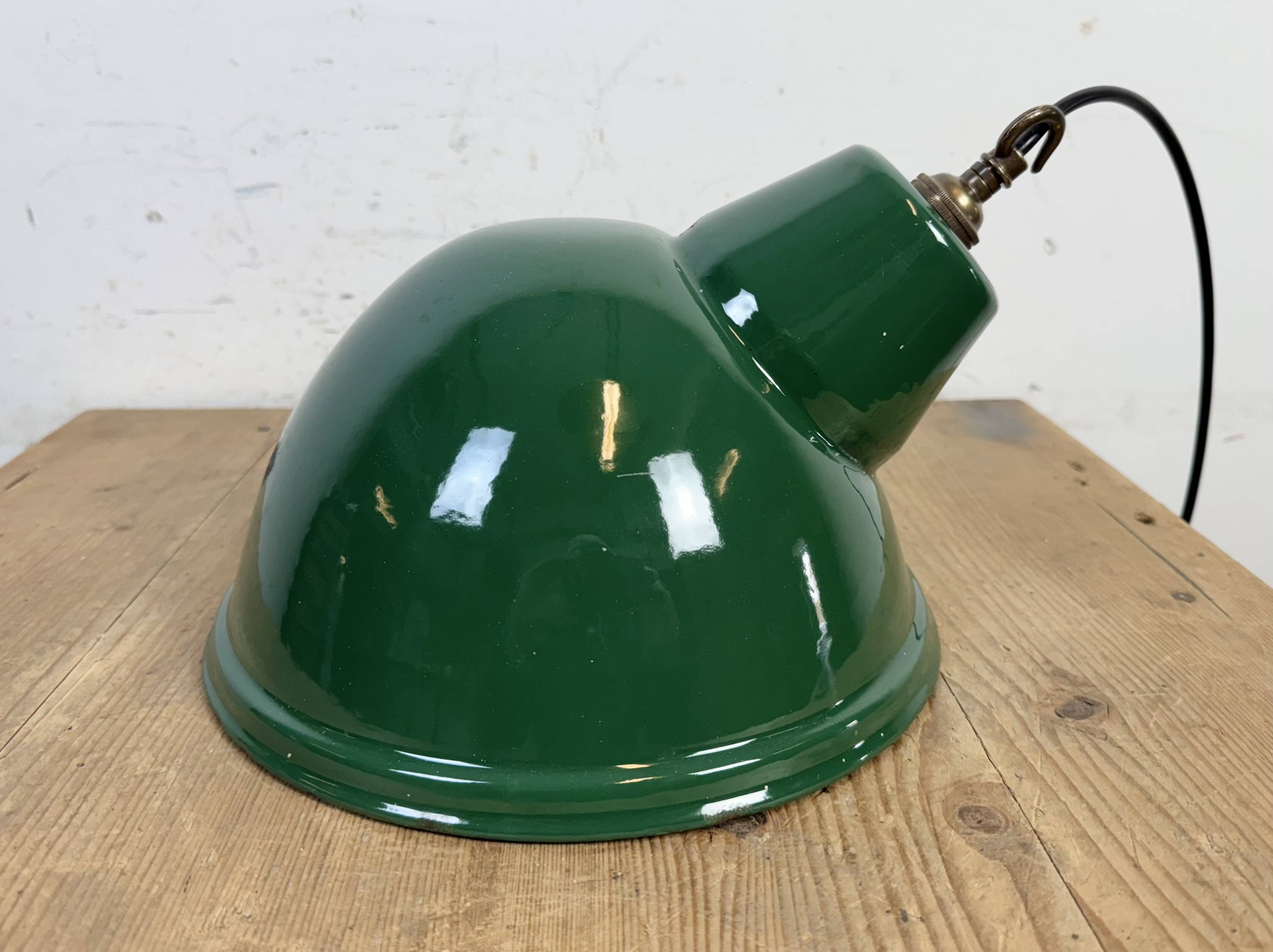 Industrial Green Enamel Factory Pendant Lamp, 1960s
