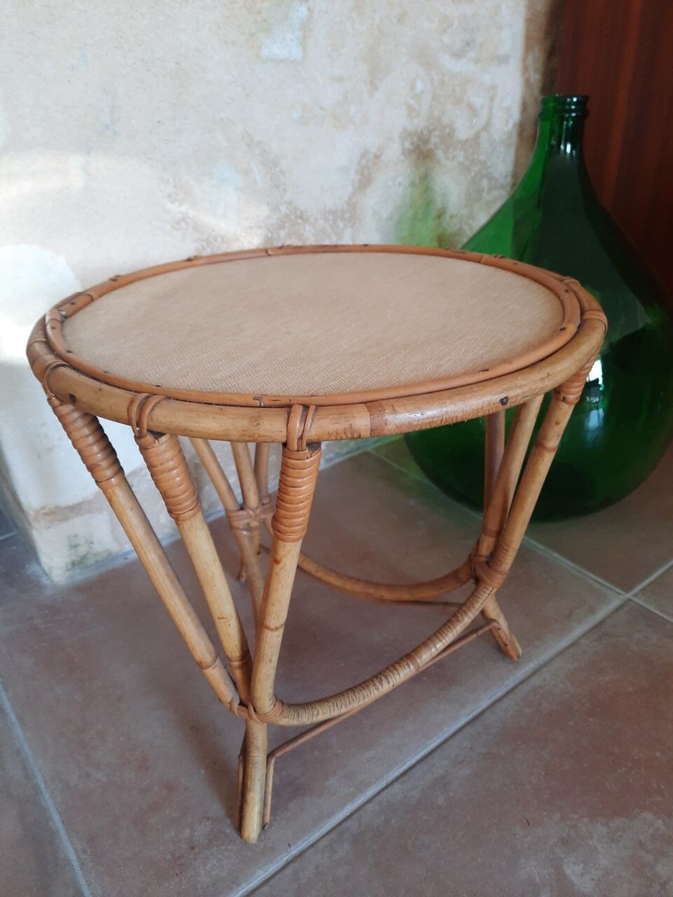 Rattan pedestal table