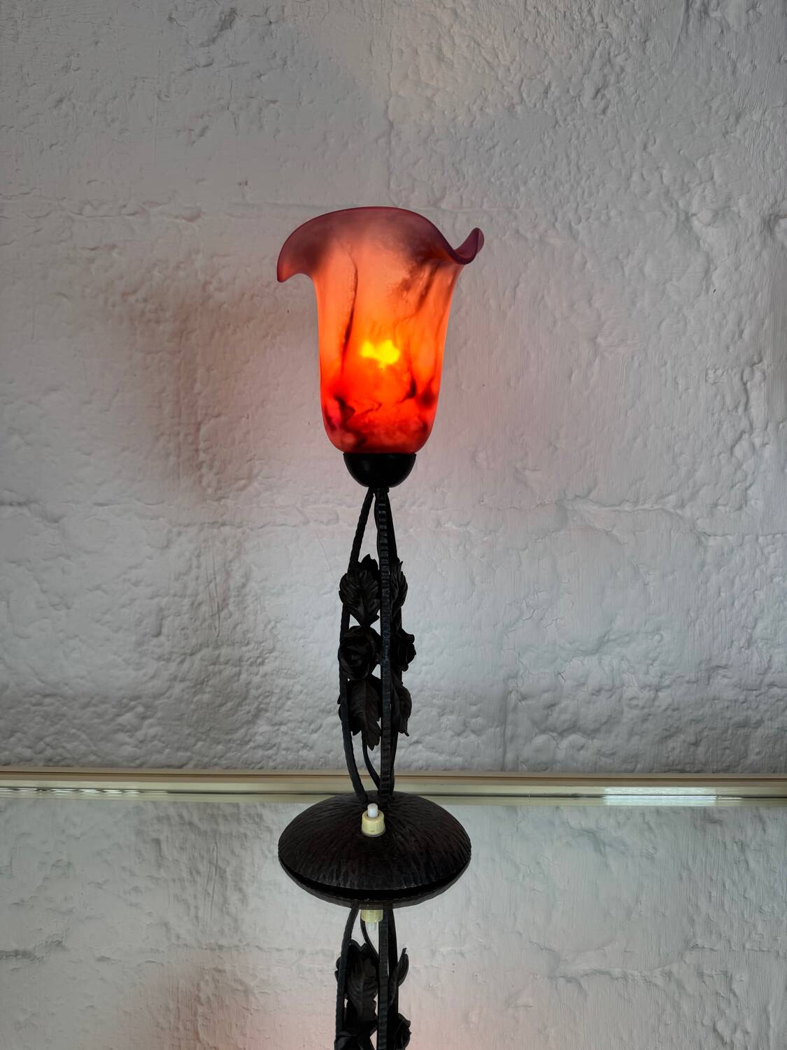 Lampe fer forgé tulipe Art Déco