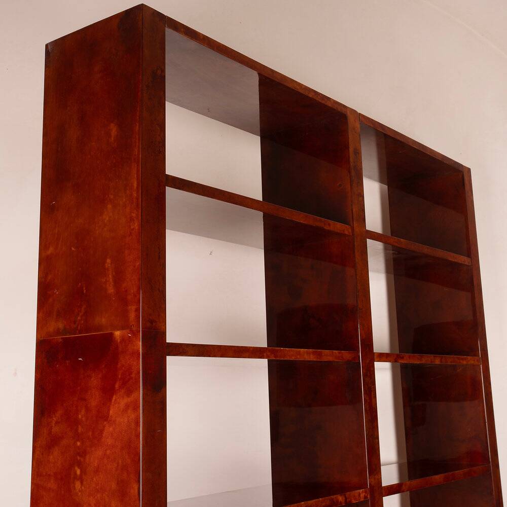 Parchment bookcase by Aldo Tura for Tura Milano 1960