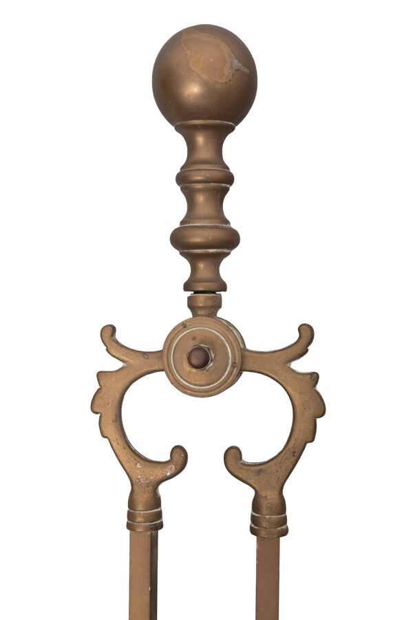 Outils de cheminée en laiton, 19ème siècle