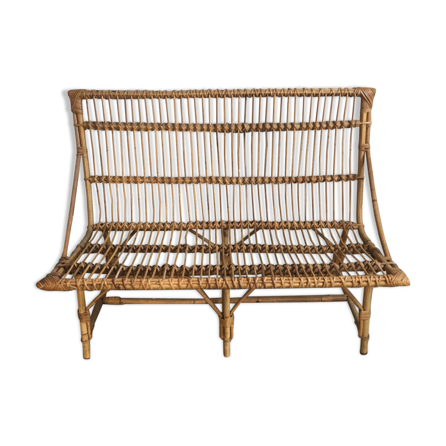 Sofa bench vintage rattan