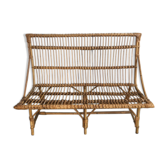 Sofa bench vintage rattan