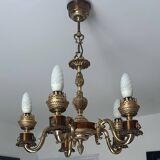 Empire style bronze and copper chandelier, 20th century