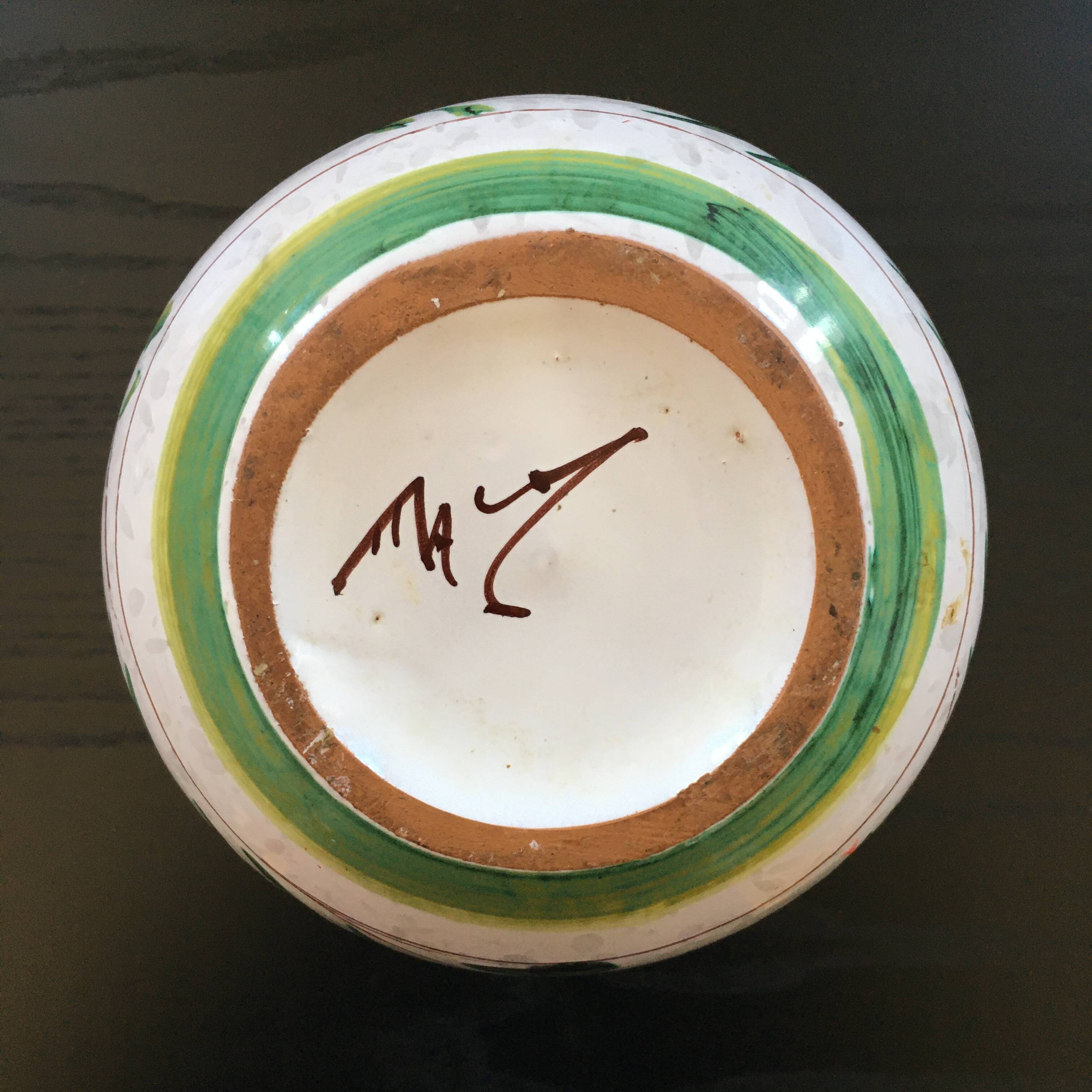 Signed floral decoration vase