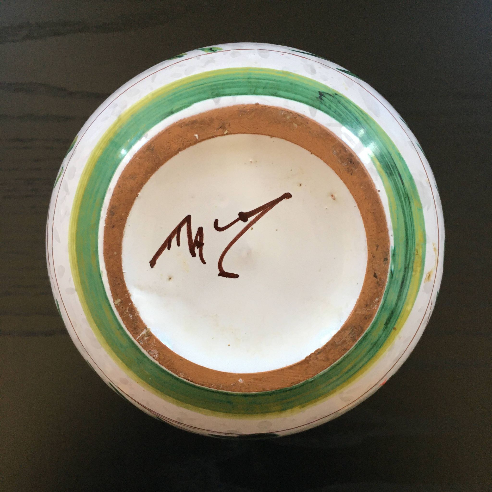 Signed floral decoration vase