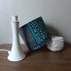 table lamp trumpet foot, modern graphic printed wax shade