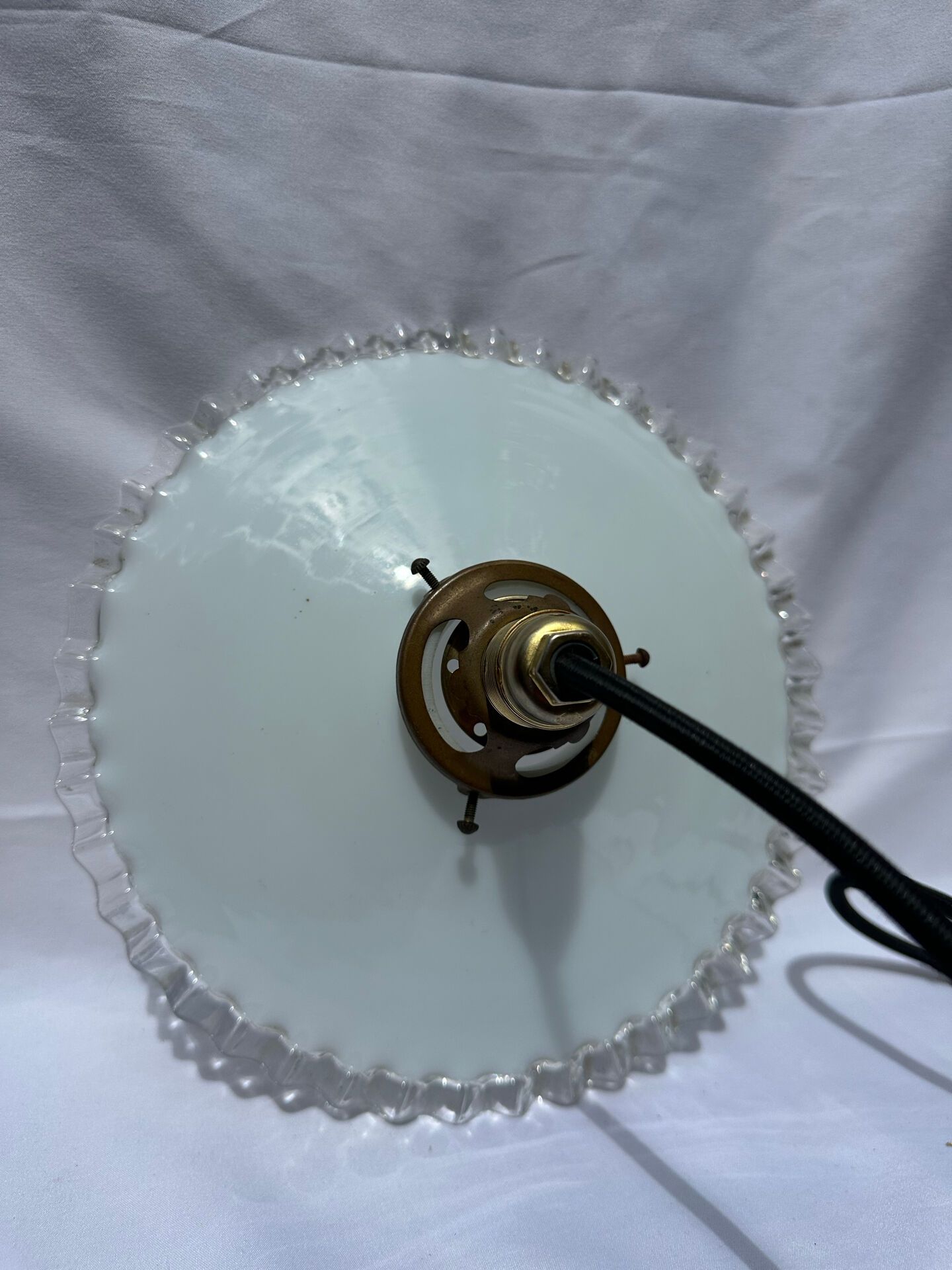 Vintage white opaline suspension lampshade