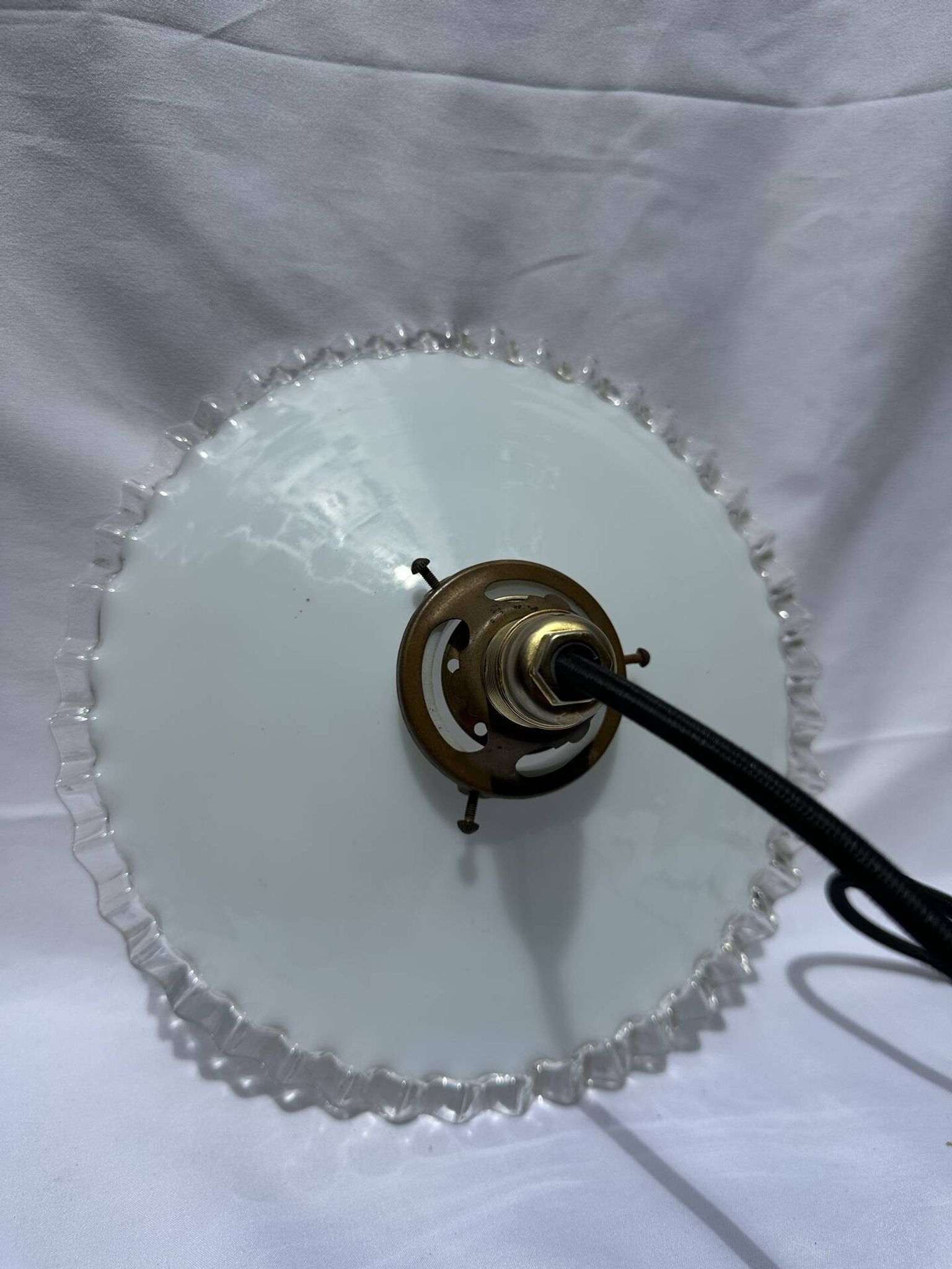 Vintage white opaline suspension lampshade
