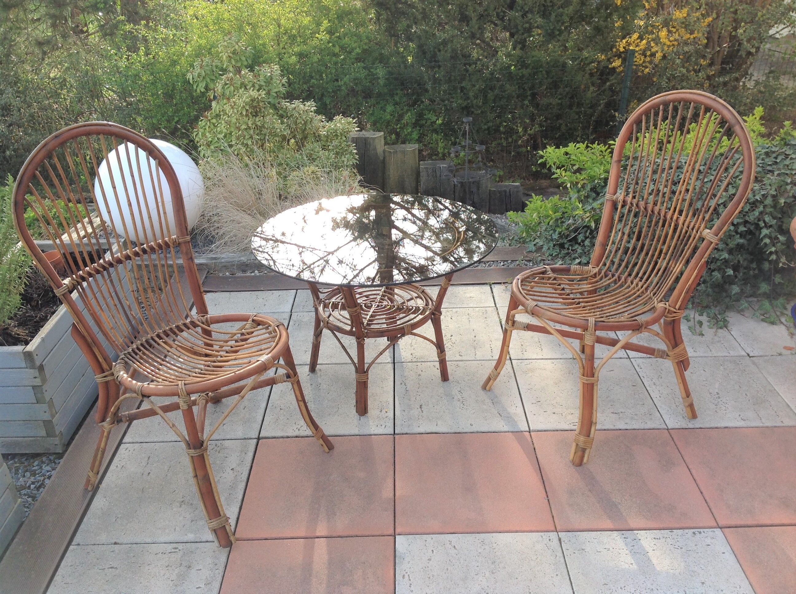 Rattan garden furniture / vintage 60s-70s