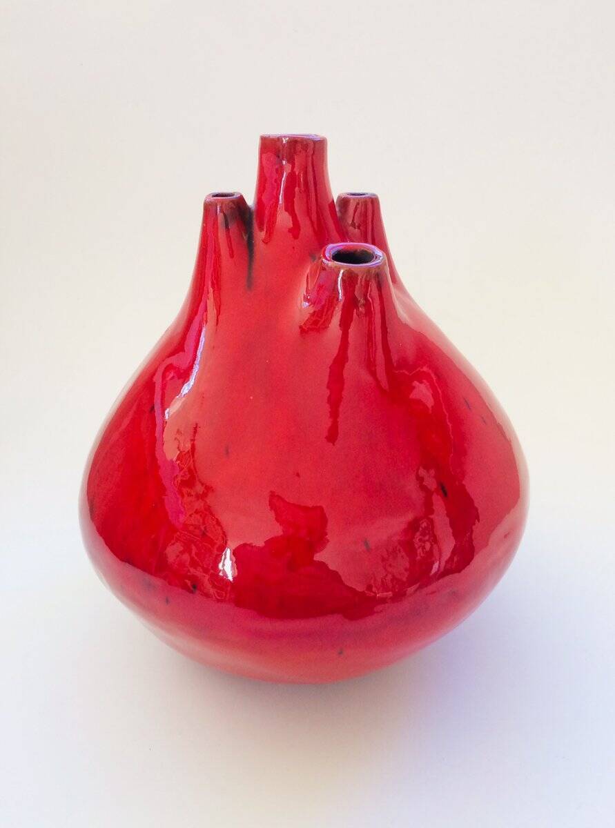 Belgian pottery spout vase by Hugria, 1960s