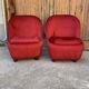 Set of 2 Mid-Century armchairs in purple velvet, 1950s Czech Republic.